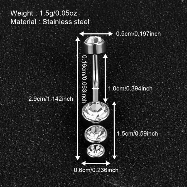 oly-0839aec149c59d6a8927316c5d562492 Wholesale 1 Piece Belly Rings Simple Style Classic Style Solid Color 302 Stainless Steel 316 Stainless Steel lishing Rhinestone Inlay Diamond Belly Rings