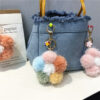 Wholesale Cherry blossom fur ball car keychain small fresh colorful plush small flower mobile phone ornaments flower bag pendant gift