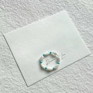 5# shell blue bead ring