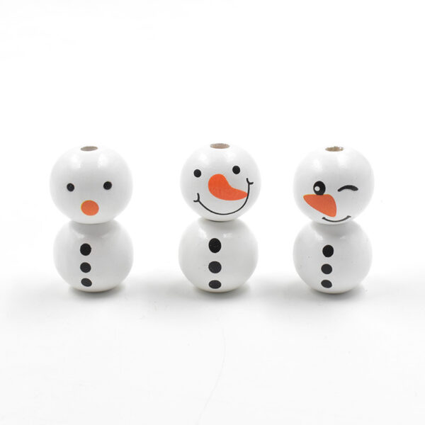 Wholesale 10PCS Christmas 20mm Snowman Wooden Beads Christmas Tree
