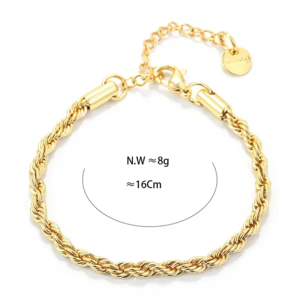 Fashion Geometric Copper 18K Gold Plated Zircon Twisted Rope Chain Bracelets In Bulk