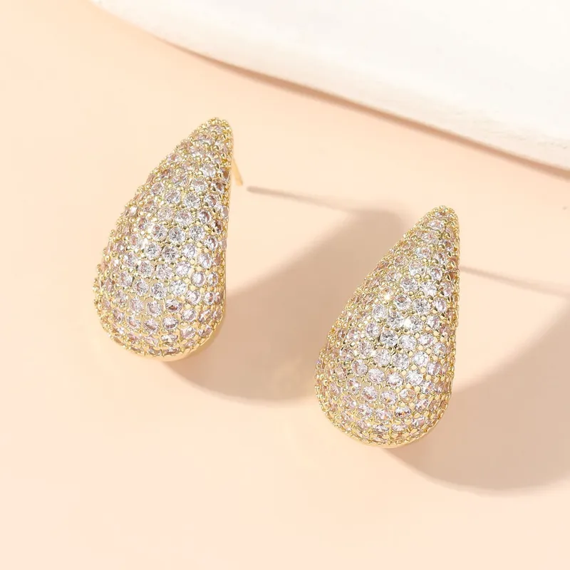 Wholesale 1 Pair Elegant Glam Water oplets Plating Inlay Copper Rhinestones Ear Studs