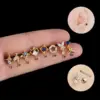 1 Piece 316L Stainless Steel Copper Zircon Ear Cartilage Rings & Studs Moon Water Droplets Heart Shape Waterproof Non Tarnish Surgical Steel