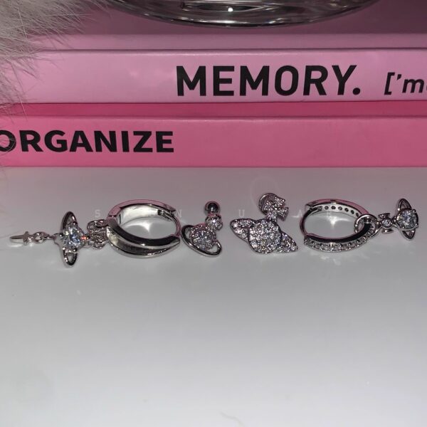 Wholesale Super Flash Saturn Ear Bone Nail Medical Titanium Steel Ear Snail Sleep Free Earrings Ear Buckle Women's Japanese and Korean New Women's All-match