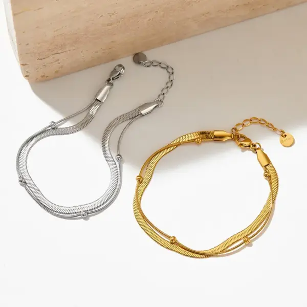 PVD Coated Real Gold Plated 16K Gold White Gold Plated Gold Plating Solid Color 304 Stainless Steel Titanium Steel Retro Waterproof Non Tarnish Bracelets Necklace