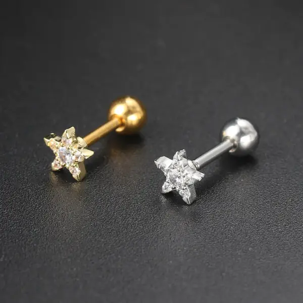 Wholesale Fashion Geometric Star Copper Plating Zircon Ear Studs 1 Piece
