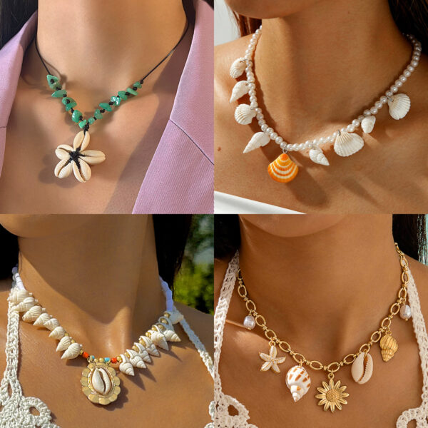 Wholesale Starfish Pendant Necklace Beach Style Chain Jewelry