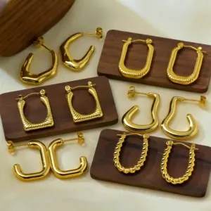 Electroplating Golden Plated Irregular 304 Stainless Steel Elegant Earrings