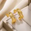 Wholesale PVD Coated Real Gold Plated 18K Gold C Shape 304 Stainless Steel Vintage Style Exaggerated Simple Style Waterproof Non Tarnish Earrings