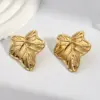 Wholesale Electroplating Golden Plated Irregular Square Leaves 304 Stainless Steel Casual Simple Style Polishing Plating Earrings