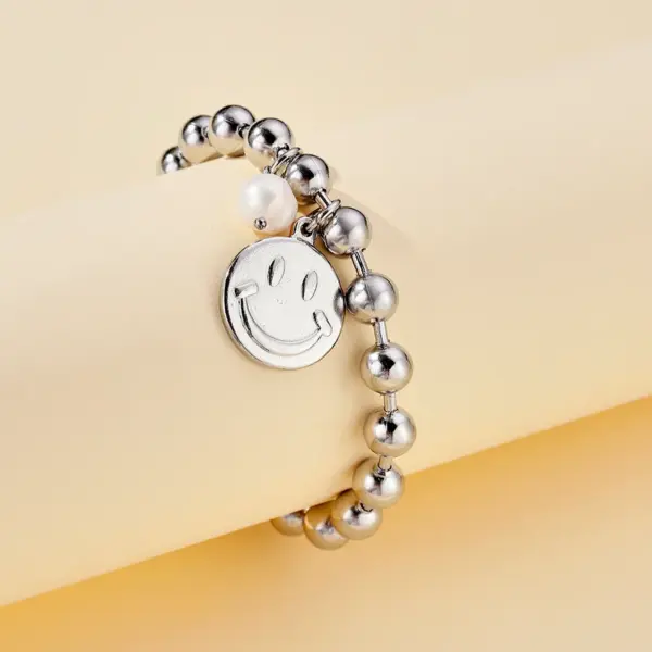 Real Gold Plated Smile Face Heart Shape Flower 304 Stainless Steel Casual Hip-Hop Waterproof Non Tarnish Bracelets