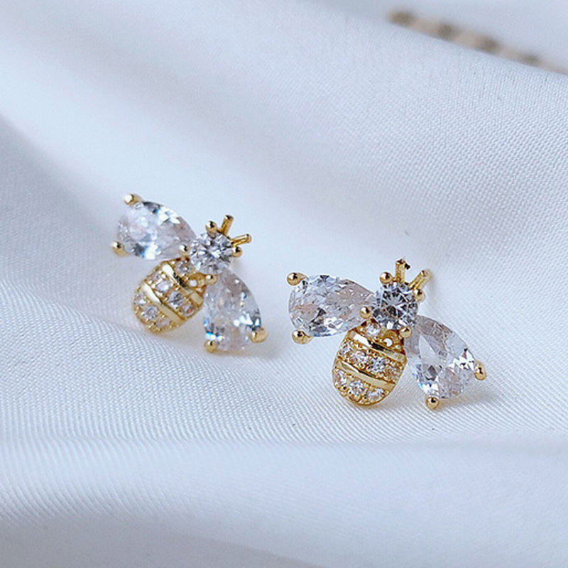 Wholesale Copper Zircon Animal Flower Earrings Creative Angel Wings Love Five-inted Star Pendant Zircon Earrings Earrings Women