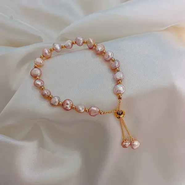 Elegant Round Rhinestones Imitation Pearl Alloy Freshwater Pearl Wholesale Bracelets