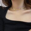 Wholesale A must-have for fashionistas: a simple titanium steel snake bone chain that won't fade, versatile, and exudes elegance. A trendy European and American style clavicle chain/necklace.