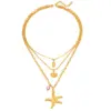Wholesale Jewelry Beach Starfish Conch Shell 304 Stainless Steel Artificial Pearls Plating Stainless Steel Necklaces