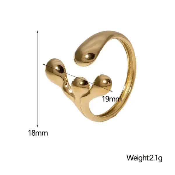 Wholesale PVD Coated Real Gold Plated 18K Gold Asymmetrical Irregular 304 Stainless Steel Sweet Simple Style IG Style Waterproof Non Tarnish Open Rings