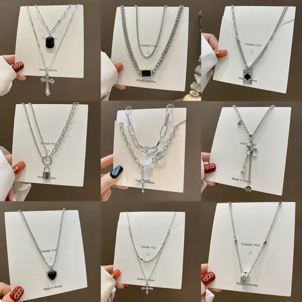 Wholesale Fashion Geometric Stainless Steel Plating Inlay Zircon Necklace 1 Piece