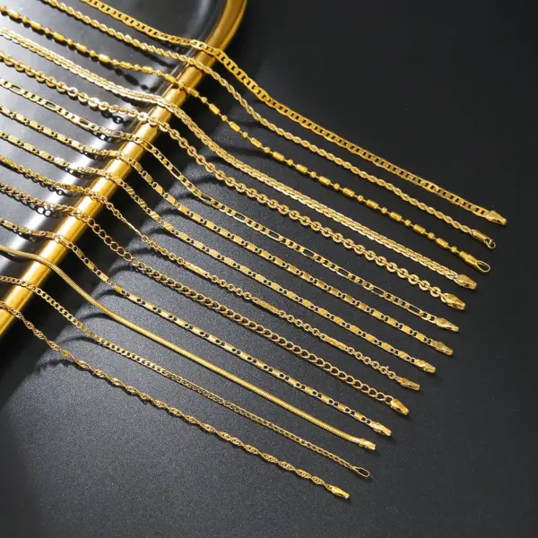 202 Stainless Steel Solid Color Electroplating 14K Gold Plated 18K Gold Plated Vintage Style Waterproof Non Tarnish Plating Gold Pendant Necklace