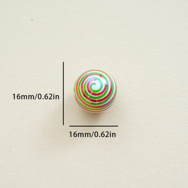 Wholesale 10pcs Round Beads 16mm Christmas Series Acrylic Candy Thread Printing DIY Beads