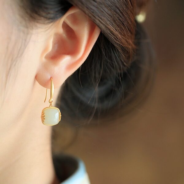 oly-087d12c514765a50c6fab7ae8f491b1f Wholesale Ancient Gold Hetian Jade Sugar Earrings Women's National Style Mother's Day Gift Earrings