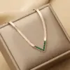 Wholesale Fashion V Shape Titanium Steel Plating Shell Necklace