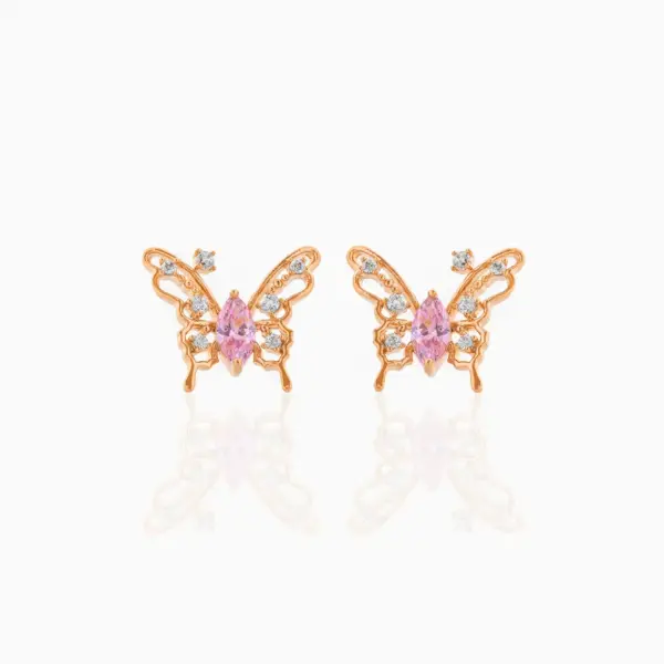 Wholesale Sweet Insect Butterfly Brass Artificial Rhinestones Ear Studs