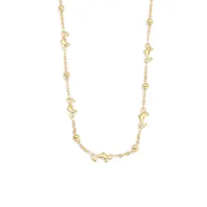 Stainless Steel Dolphin Necklace / Gold