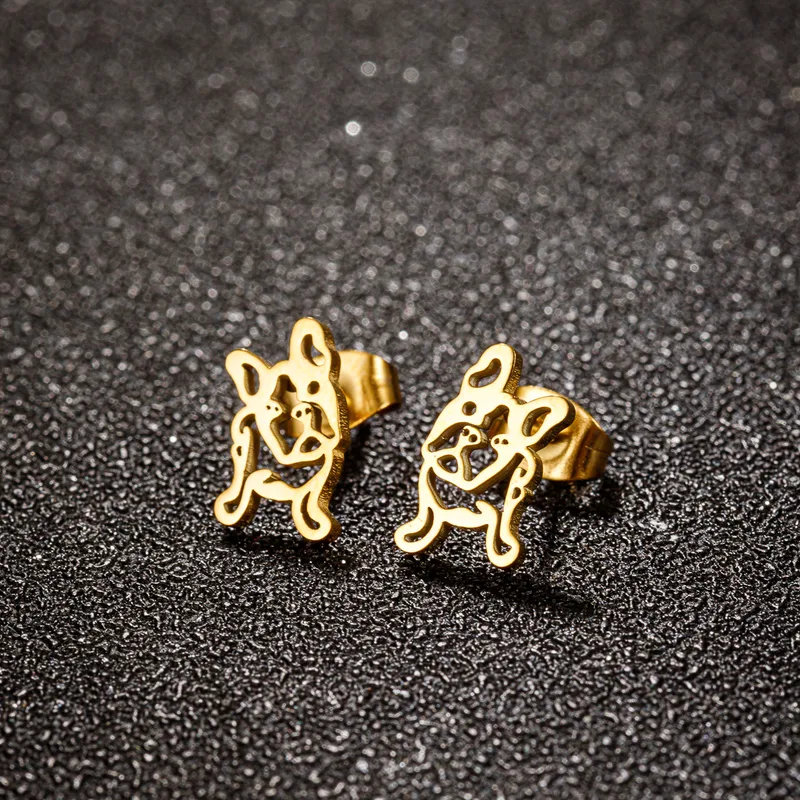 Wholesale PVD Coated 18K Gold Real Gold Plated Animal 304 Stainless Steel Simple Style Waterproof Non Tarnish Ear Studs