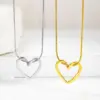 Wholesale PVD Coated Heart Shape 304 Stainless Steel Simple Style Shiny Waterproof Non Tarnish 304 Stainless Steel Pendant Necklace