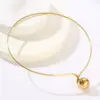 Wholesale 304 Stainless Steel Solid Color PVD Coated 18K Real Gold Plated Commute Waterproof Non Tarnish Plating Choker