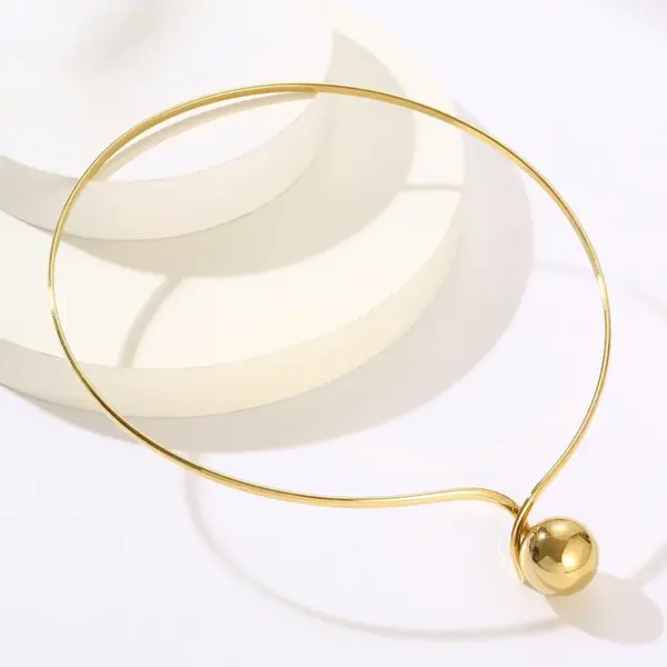 Wholesale 304 Stainless Steel Solid Color PVD Coated 18K Real Gold Plated Commute Waterproof Non Tarnish Plating Choker