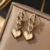 Wholesale PVD Coated 18K Gold Real Gold Plated Heart Shape 304 Stainless Steel Fashion Waterproof Non Tarnish Drop Earrings