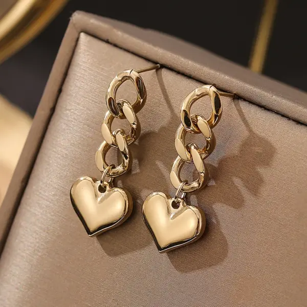 Wholesale PVD Coated 18K Gold Real Gold Plated Heart Shape 304 Stainless Steel Fashion Waterproof Non Tarnish Drop Earrings