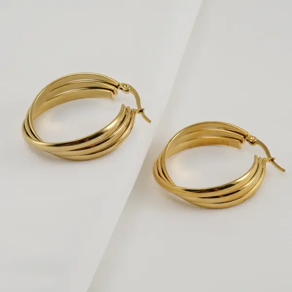 Fashion Geometric Plating 304 Stainless Steel 18K Gold Plated Stainless Steel Earrings