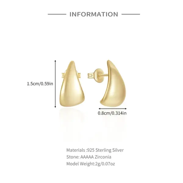 Wholesale 1 Pair 925 Sterling Silver Zircon Geometric Ear Studs
