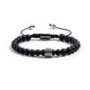 Wholesale Natural Stone Bracelet Handmade Braided Alloy Lantern Beads Obsidian Bracelet 6mm Single Circle Tiger Eye Braided Bracelet