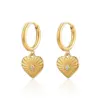 Wholesale PVD Coated Real Gold Plated 18K Gold Heart Shape 304 Stainless Steel Hip-Hop Retro Waterproof Non Tarnish Drop Earrings