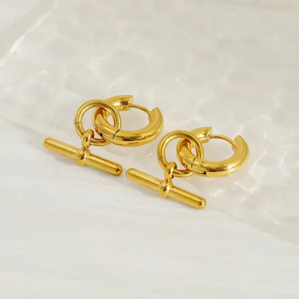 Wholesale Ion Plating (IP) 18K Gold Plated Geometric 304 Stainless Steel Classic Style Waterproof Non Tarnish Earrings Necklace