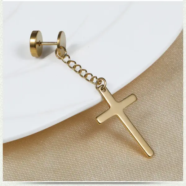 Wholesale Fashion Cross Stainless Steel Drop Earrings Plating Stainless Steel Earrings 1 Piece