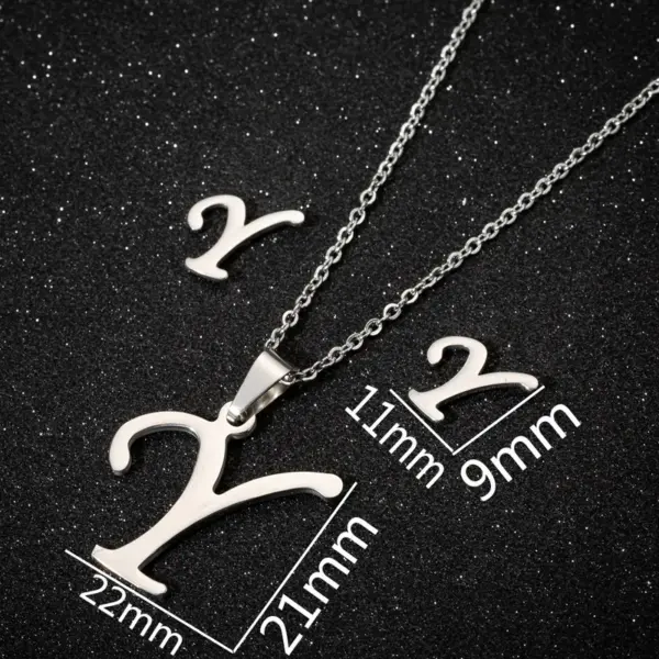 PVD Coated Real Gold Plated Letter Stainless Steel Fashion Simple Style Waterproof Non Tarnish Pendant Necklace Ear Studs