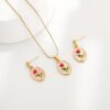 Wholesale Medieval Style Monet Oil Painting Flower Pendant Earrings Necklace Set