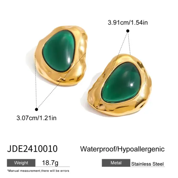 Wholesale 304 Stainless Steel Irregular Ion Plating (IP) Resin 18K Real Gold Plated Real Gold Plated Simple Style Classic Style Waterproof Non Tarnish Ear Studs