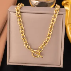 25【H1150】OT Clasp Chain Necklace / Gold