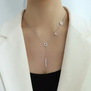P025love Tassel Necklace Steel Color 42 + 5cm