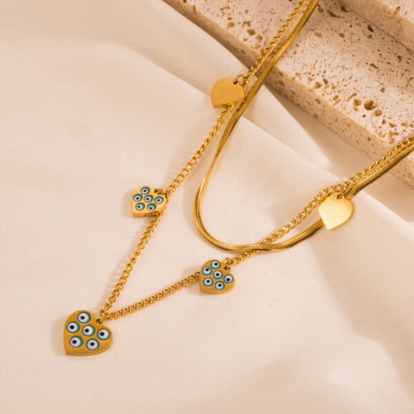 Wholesale 18k gold titanium steel necklace multi-layer stacked pendant multi-layer stainless steel sweater chain necklace women