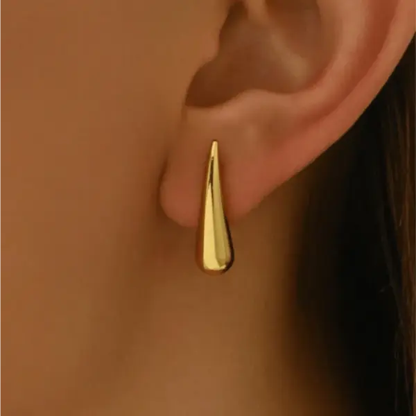 Wholesale Real Gold Plated Water Droplets Solid Color 304 Stainless Steel Simple Style Waterproof Non Tarnish Ear Studs