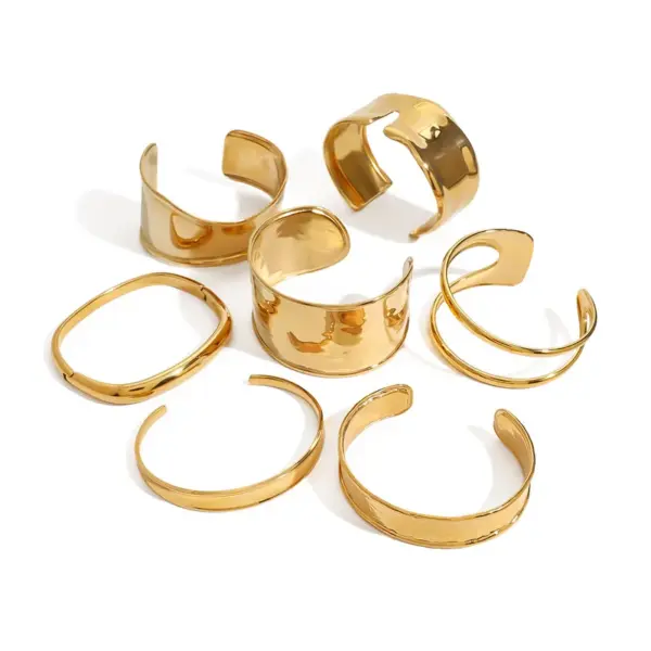304 Stainless Steel Geometric PVD Coated Real Gold Plated Glam Sexy Romantic Waterproof Non Tarnish Bangle
