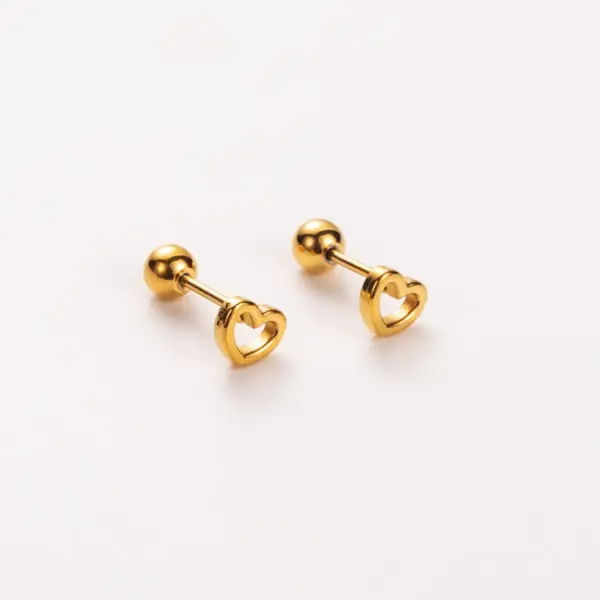 Wholesale PVD Coated Real Gold Plated 14K Gold Letter Heart Shape Wings 304 Stainless Steel Basic Modern Style Simple Style Waterproof Non Tarnish Ear Studs