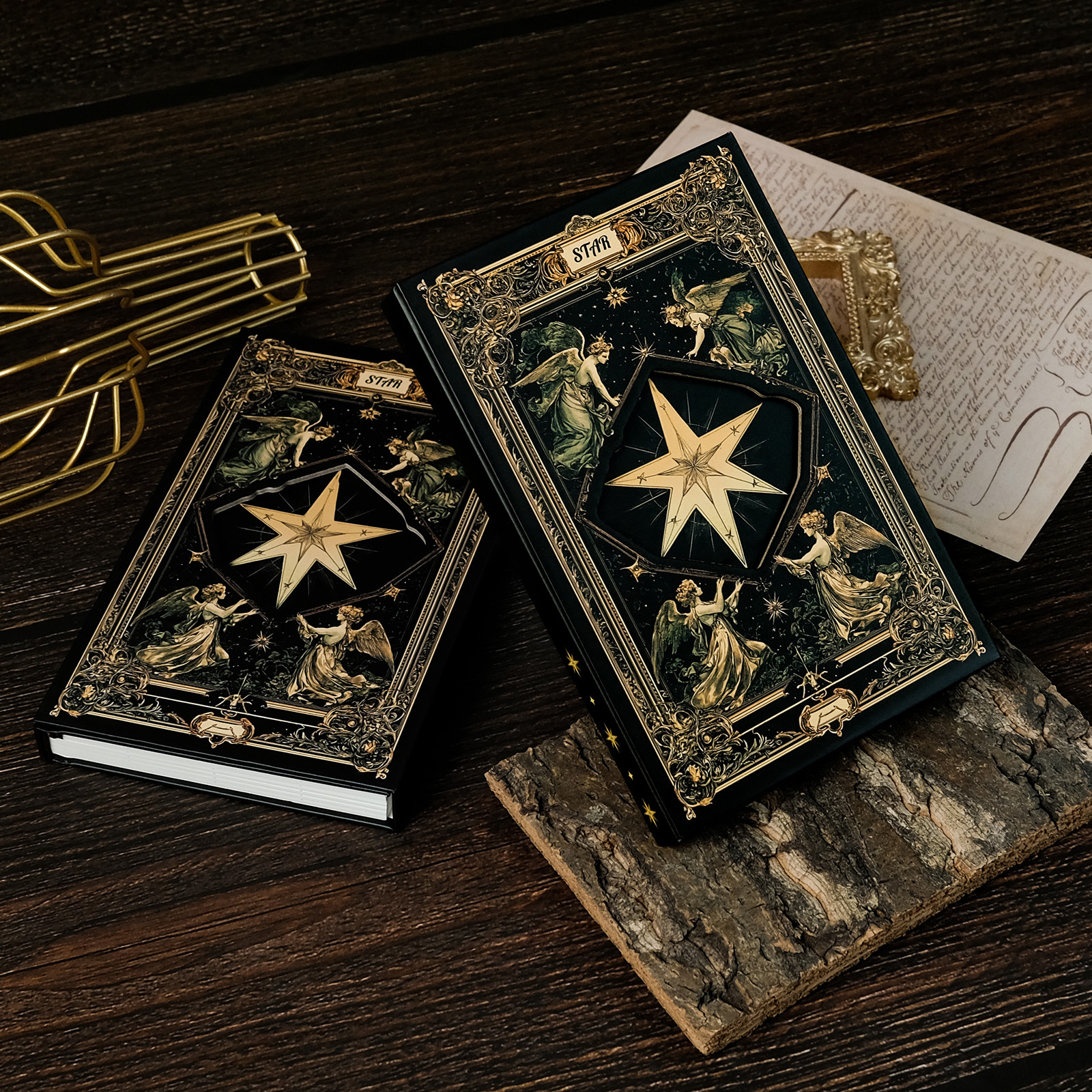 Wholesale Cross-border best-selling new retro style high-value six-inted star tarot cover rtable notebook diary