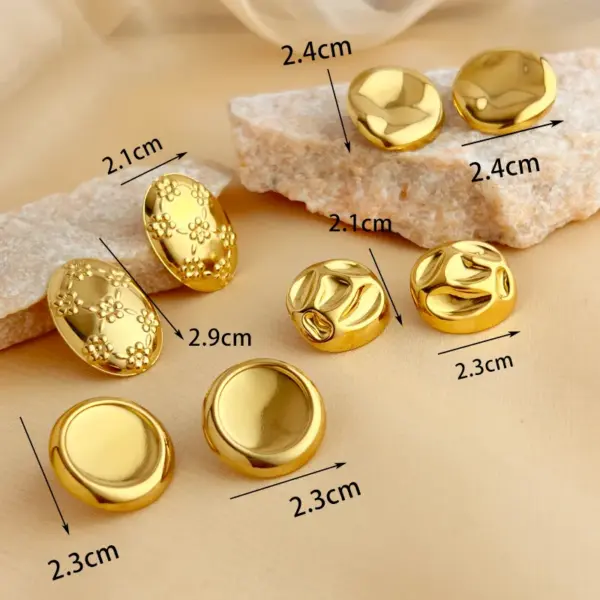 Wholesale PVD Coated Real Gold Plated 18K Gold Geometric 304 Stainless Steel Elegant Luxurious Simple Style Waterproof Non Tarnish Ear Studs